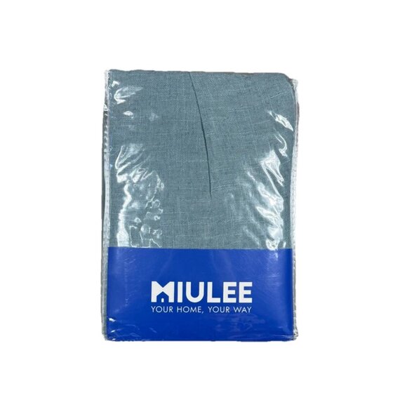 Miulee NEW 2 Blue Linen Blend Curtains Panels Drapes 108 Long Rod Pocket Pair - Picture 2 of 4